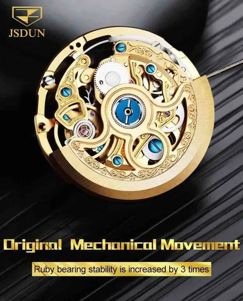 JSDUN 8840 Men's Luxury Automatic Mechanical Gold Dragon Design Luminous Watch - Original Movement