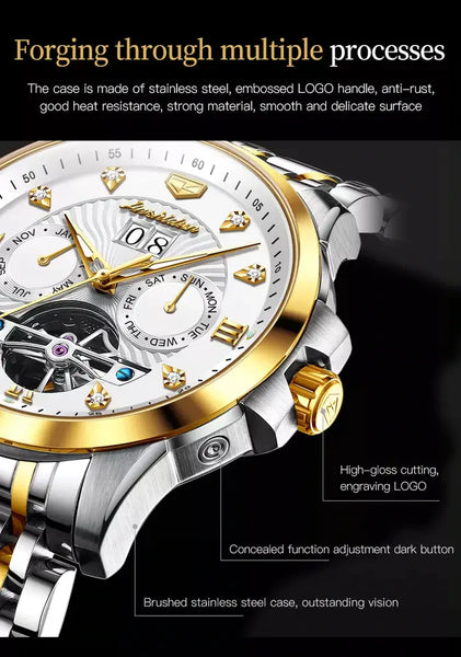 JSDUN 8911 Men's Luxury Automatic Mechanical Hollow Design Luminous Watch - Case