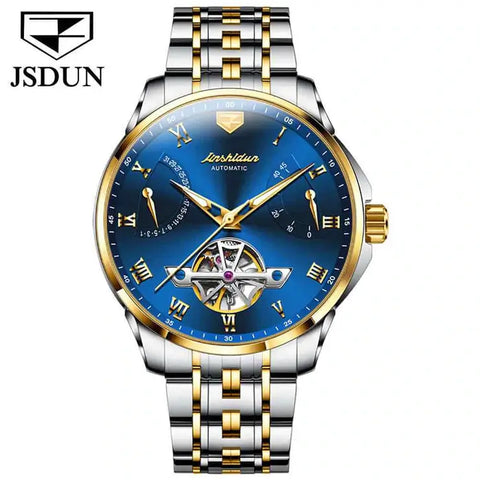 JSDUN 8912 Men's Luxury Automatic Mechanical Luminous Watch - Blue Face