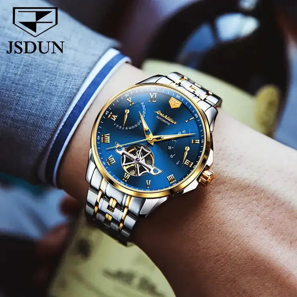 JSDUN 8912 Men's Luxury Automatic Mechanical Luminous Watch - Model Picture Blue