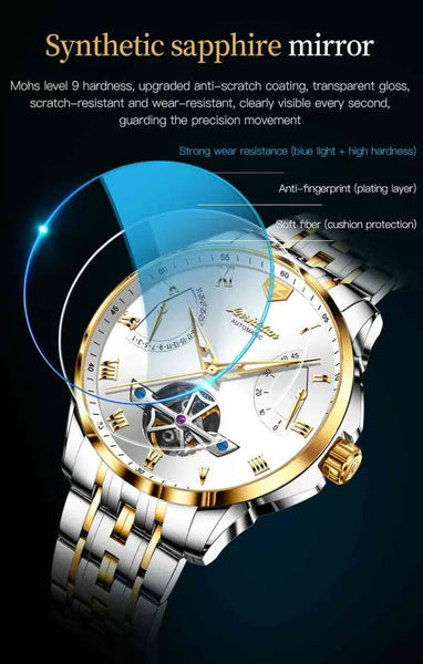 JSDUN 8912 Men's Luxury Automatic Mechanical Luminous Watch - Sapphire Mirror