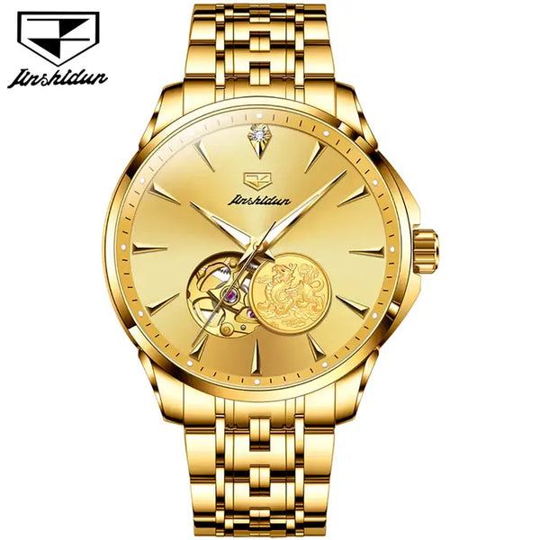 JSDUN 8913 Men's Luxury Automatic Mechanical Gold PIXIU Design Luminous Watch - Full Gold