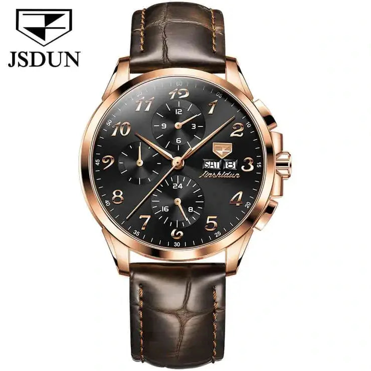 JSDUN 8914 Men's Luxury Automatic Mechanical Luminous Watch - Black Face