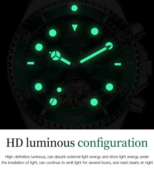 OLEVS 6605 Men's Luxury Automatic Mechanical Complete Calendar Luminous Watch - Luminous