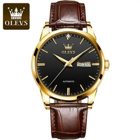 OLEVS 6629 Men's Luxury Automatic Mechanical Luminous Watch - Black Face