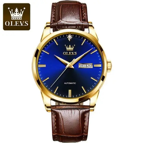 OLEVS 6629 Men's Luxury Automatic Mechanical Luminous Watch - Blue Face