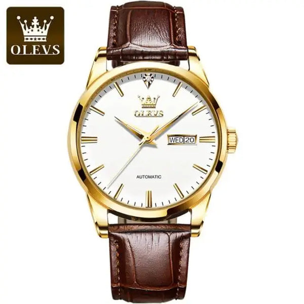 OLEVS 6629 Men's Luxury Automatic Mechanical Luminous Watch - White Face