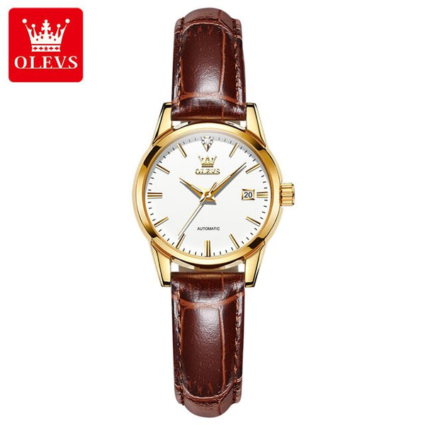 OLEVS 6629 Women's Luxury Automatic Mechanical Luminous Watch - White Face