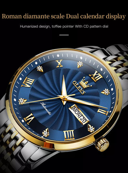 OLEVS 6630 Men's Luxury Automatic Mechanical Luminous Watch - Dual Calendar