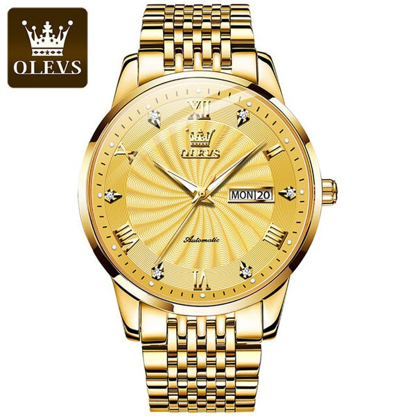OLEVS 6630 Men's Luxury Automatic Mechanical Luminous Watch - Full Gold