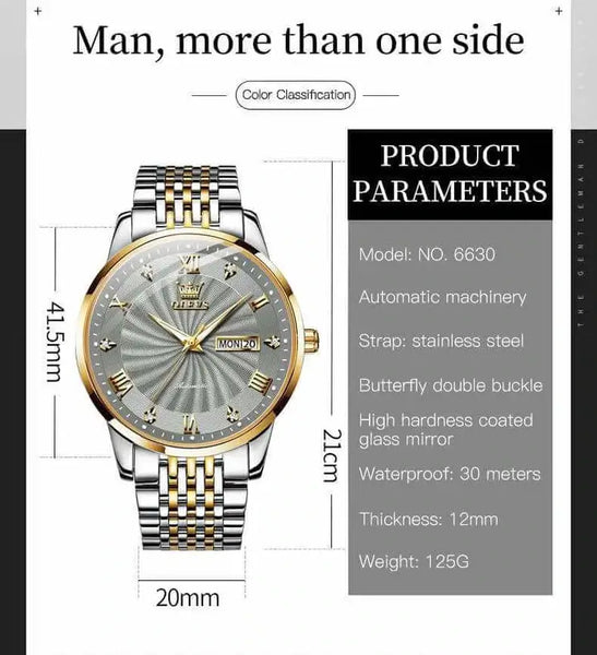 OLEVS 6630 Men's Luxury Automatic Mechanical Luminous Watch - Specifications