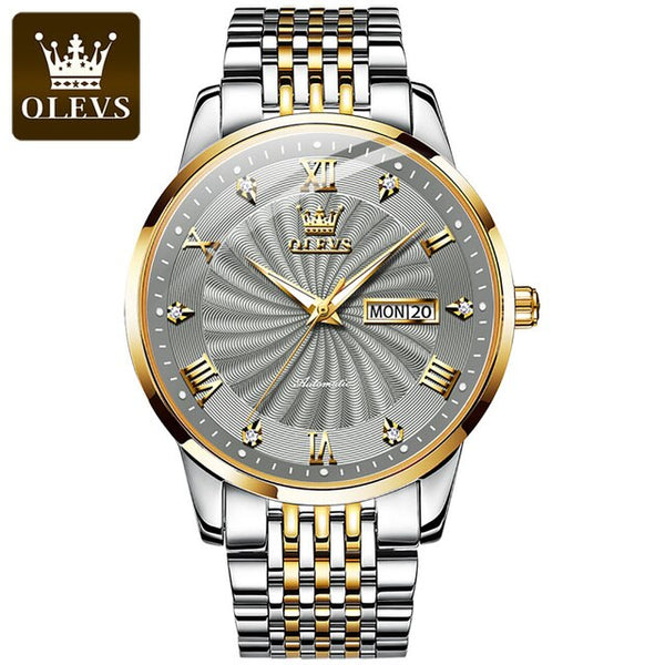 OLEVS 6630 Men's Luxury Automatic Mechanical Luminous Watch - Two Tone Gray Face