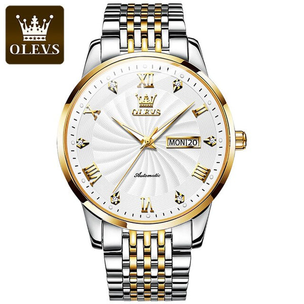 OLEVS 6630 Men's Luxury Automatic Mechanical Luminous Watch - Two Tone White Face