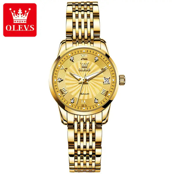 OLEVS 6630 Women's Luxury Automatic Mechanical Luminous Watch - Full Gold