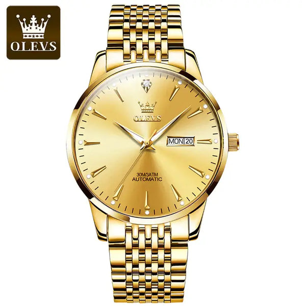 OLEVS 6635 Men's Luxury Automatic Mechanical Luminous Watch - Full Gold