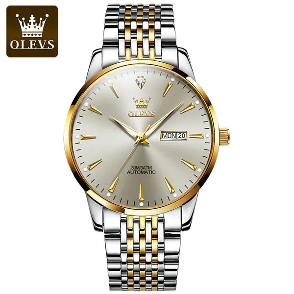 OLEVS 6635 Men's Luxury Automatic Mechanical Luminous Watch - Two Tone Gray Face