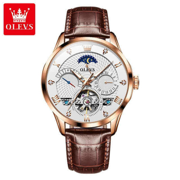 OLEVS 6652 Men's Luxury Automatic Luminous Wristwatch With Moon Phase