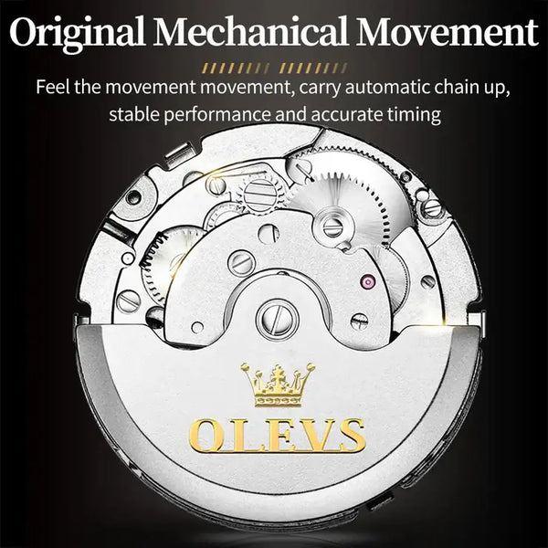 OLEVS 6678 Men's Luxury Automatic Mechanical Luminous Moon Phase Watch - Original Movement