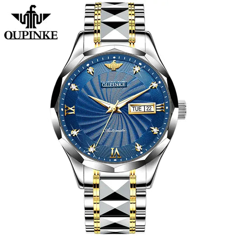 OUPINKE 3169 Men's Luxury Automatic Mechanical Luminous Watch - Blue Face