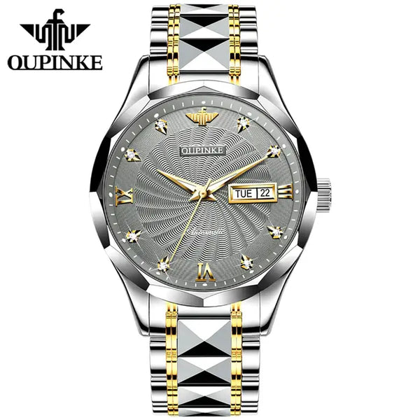 OUPINKE 3169 Men's Luxury Automatic Mechanical Luminous Watch - Gray Face