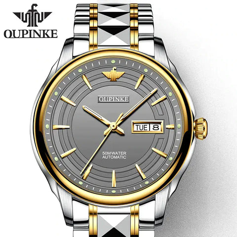 OUPINKE 3170 Men's Luxury Automatic Mechanical Watch - Gray Face