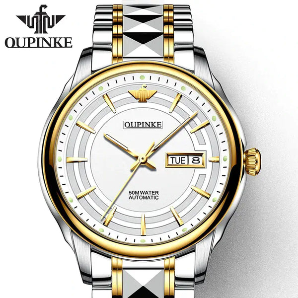 OUPINKE 3170 Men's Luxury Automatic Mechanical Watch - White Face