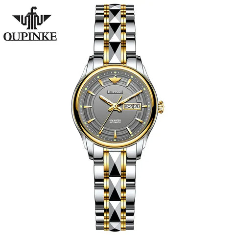 OUPINKE 3170 Women's Luxury Automatic Mechanical Luminous Watch - Gray Face