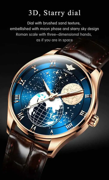 OUPINKE 3177 Men's Luxury Automatic Mechanical Luminous Moon Phase Watch - Features