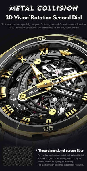 OUPINKE 3178 Men's Luxury Automatic Mechanical Skeleton Design Luminous Watch – Features