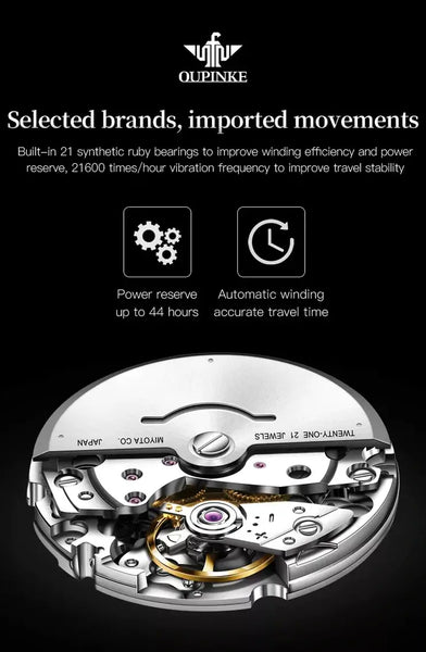 OUPINKE 3207 Men's Luxury Automatic Mechanical Luminous Watch - Japanese Movement