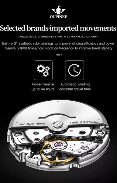OUPINKE 3223 Men's Luxury Automatic Mechanical Luminous Watch - Japanese Movement