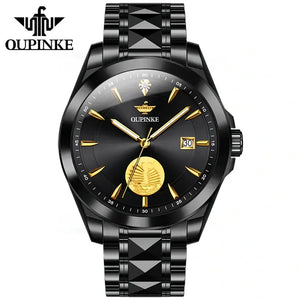 OUPINKE 3226 Men's Luxury Automatic Mechanical Luminous Watch - Full Black