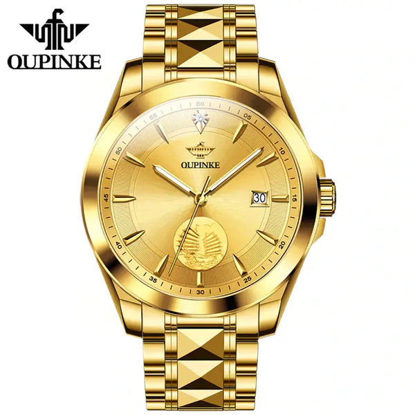 OUPINKE 3226 Men's Luxury Automatic Mechanical Luminous Watch - Full Gold