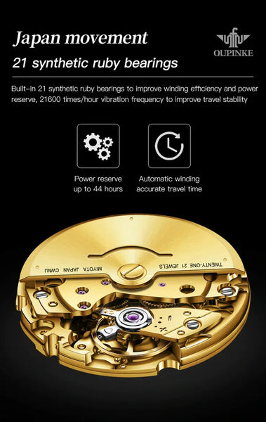 OUPINKE 3226 Men's Luxury Automatic Mechanical Luminous Watch - Japanese Movement