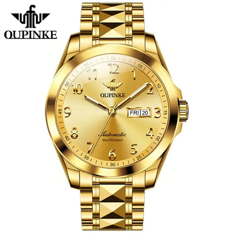 OUPINKE 3228 Men's Luxury Automatic Mechanical Luminous Watch - Full Gold