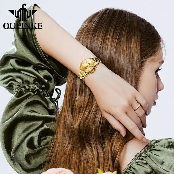 OUPINKE 3228 Women's Luxury Automatic Mechanical Luminous Watch - Model Picture Full Gold